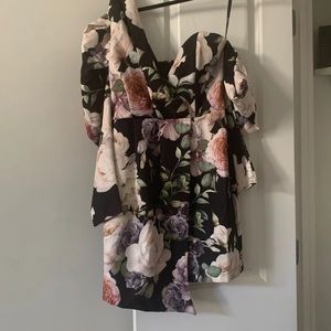 Vintage floral asymmetric dress